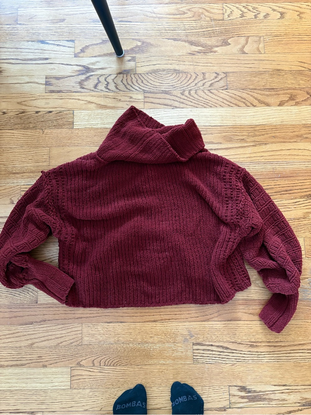 Free People Cropped Burgundy Turtleneck Sweater